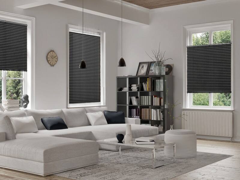 Casa Pura Plissee Magic Polyester, lackiertes Aluminium Schwarz 1100 x 1000 mm