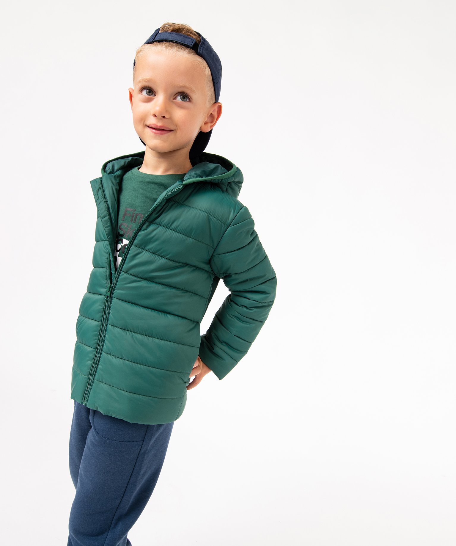 Blouson matelassé à capuche Garçon vert | GEMO
