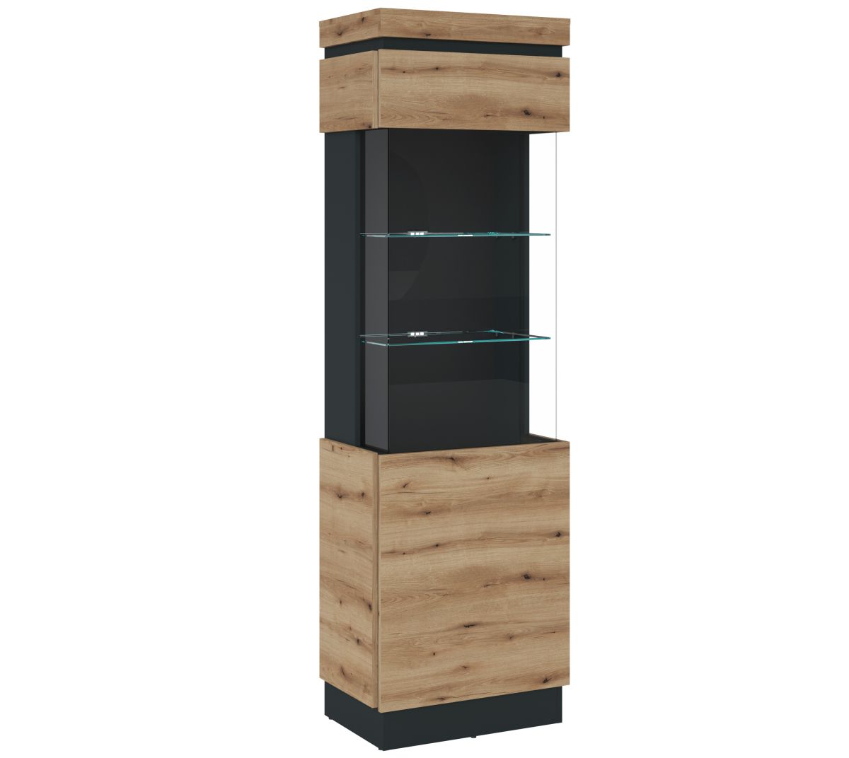Vitrine Corte L Eiche Grau 60 x 201 cm