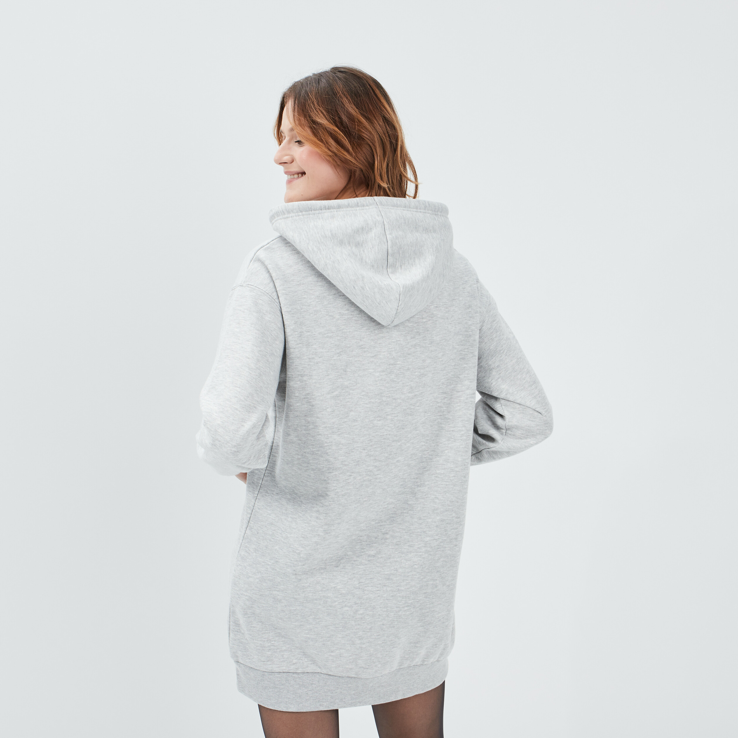 Robe sweat à capuche gris clair femme | La Halle