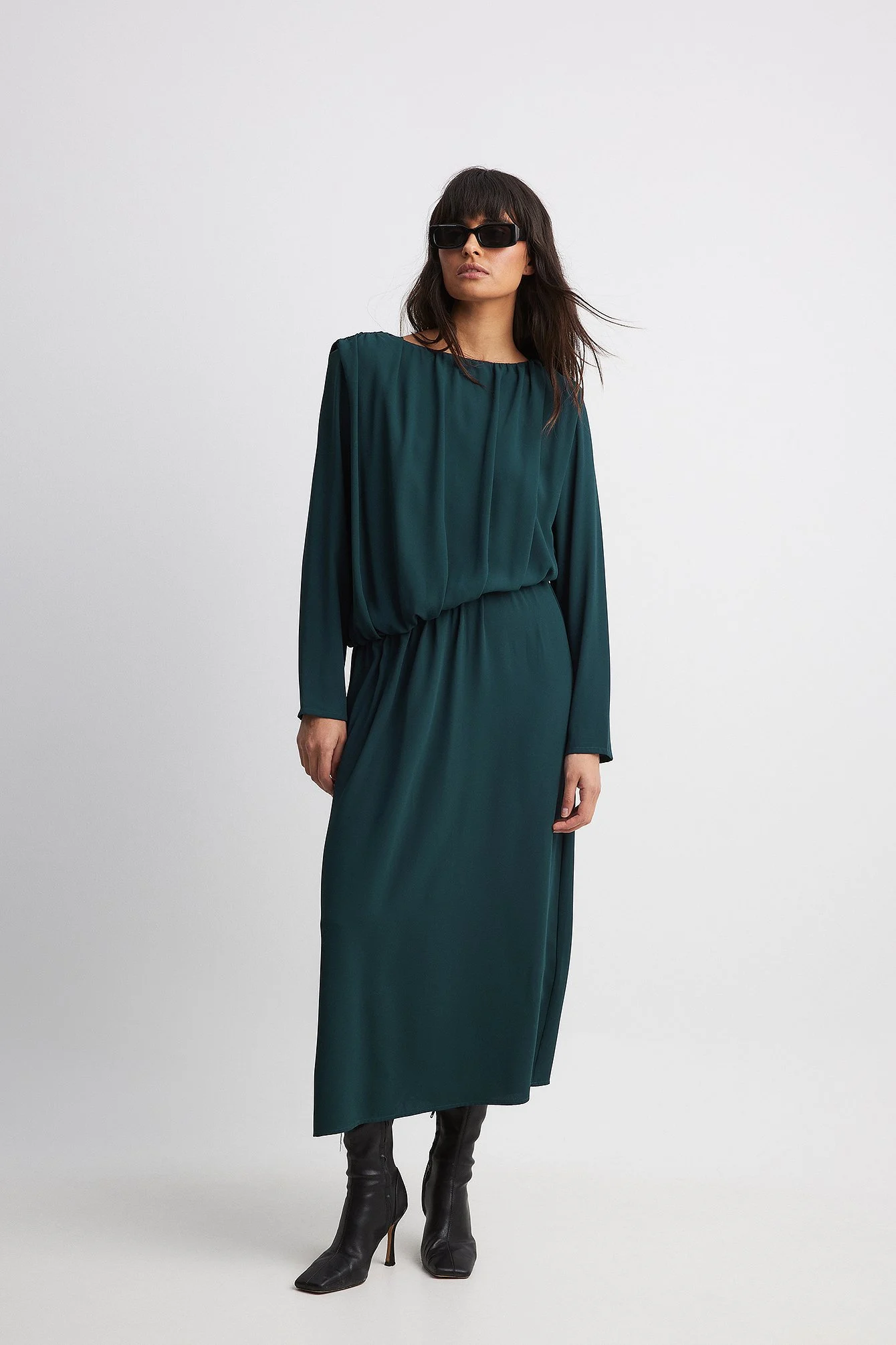 Drapiertes Midi-Kleid