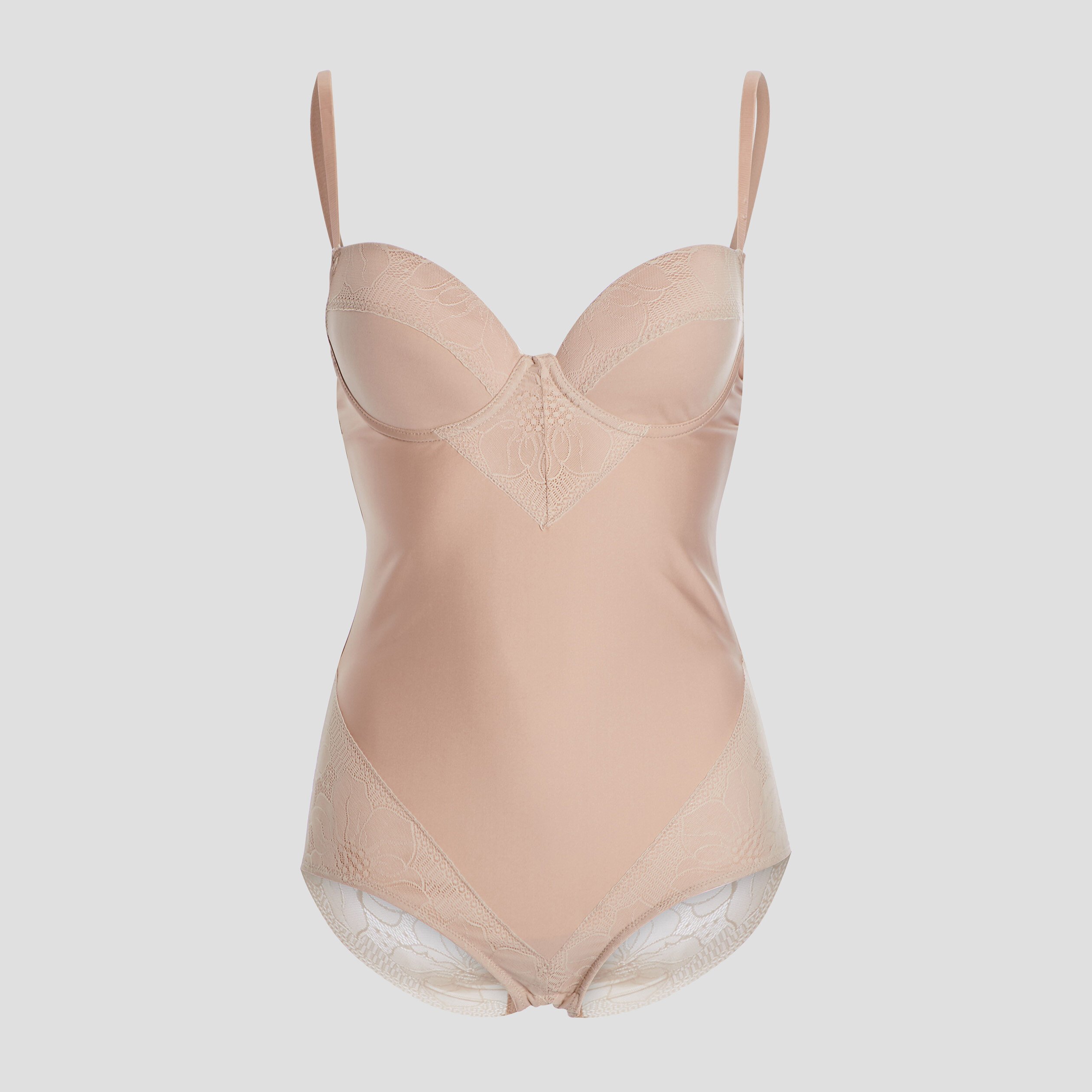 Body effet gainant micro dentelle beige femme | La Halle