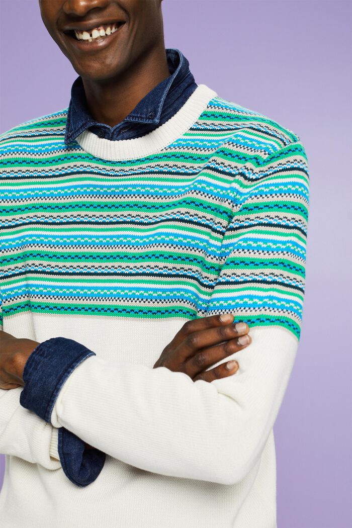 Jacquardpullover aus Baumwolle mit Rundhalsausschnitt