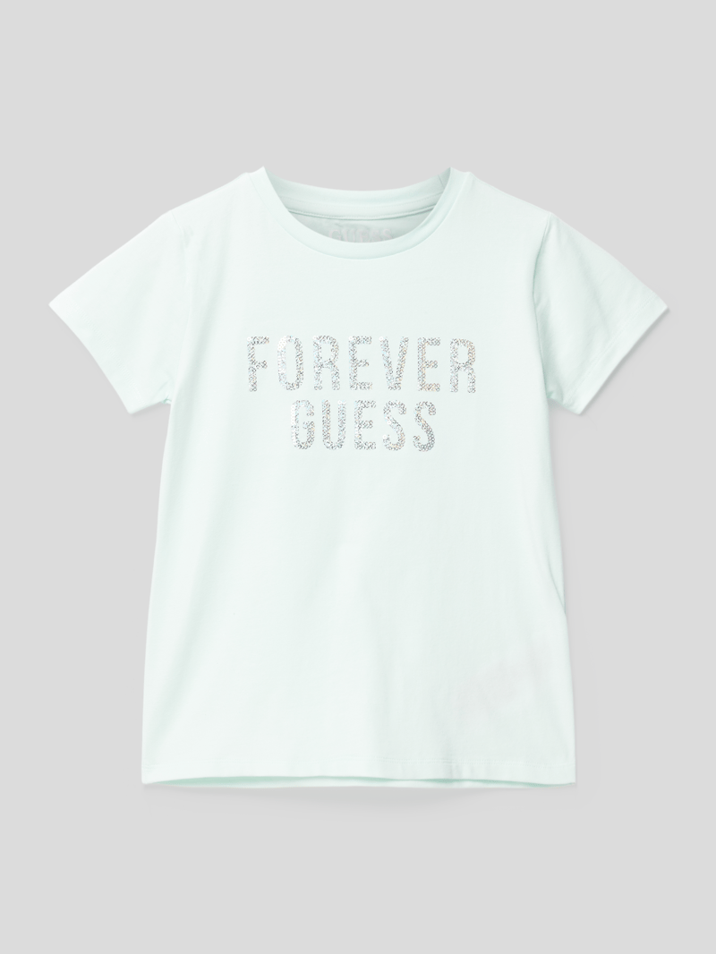 T-Shirt mit Paillettenbesatz in mint