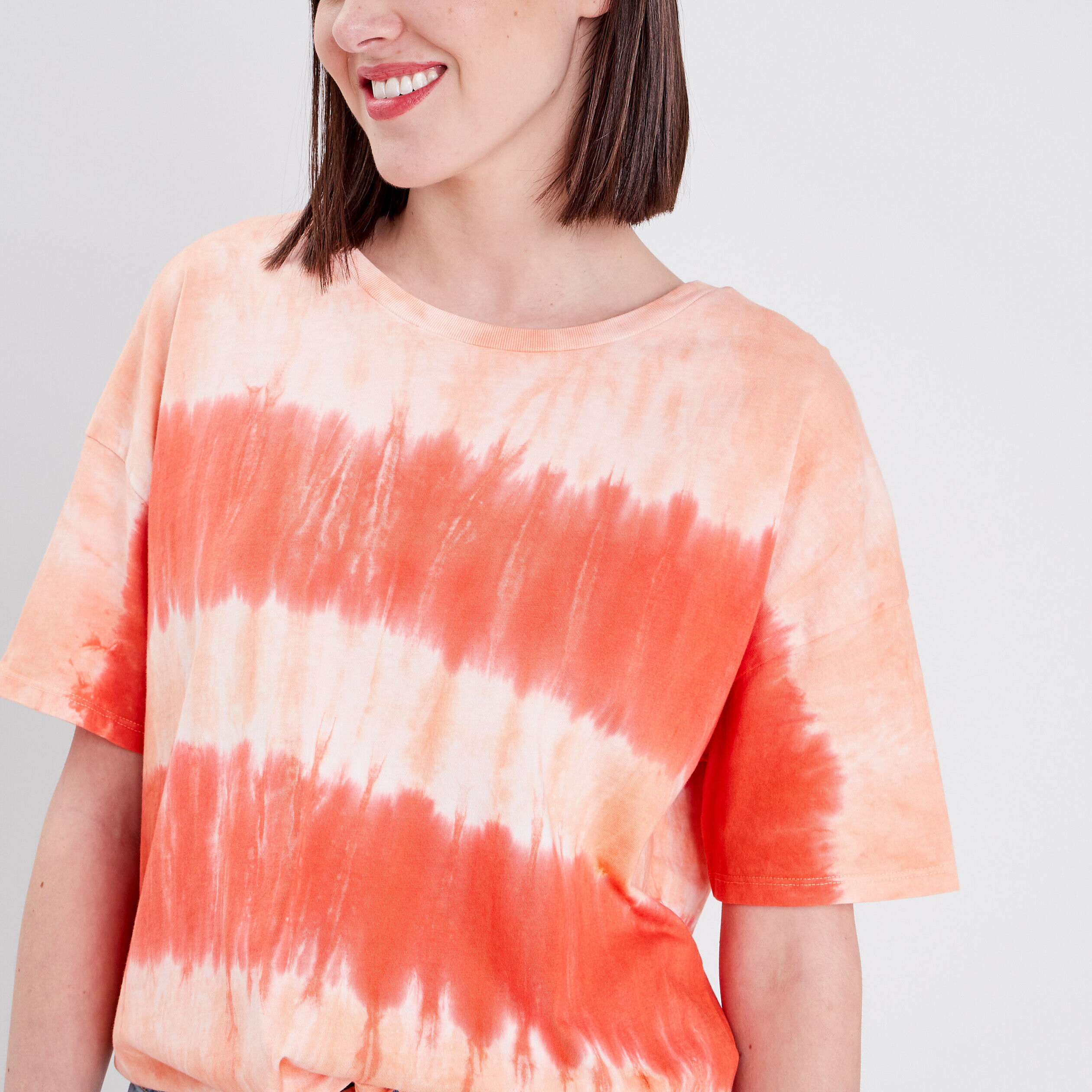 T-shirt large manches courtes ecru femme | Cache Cache