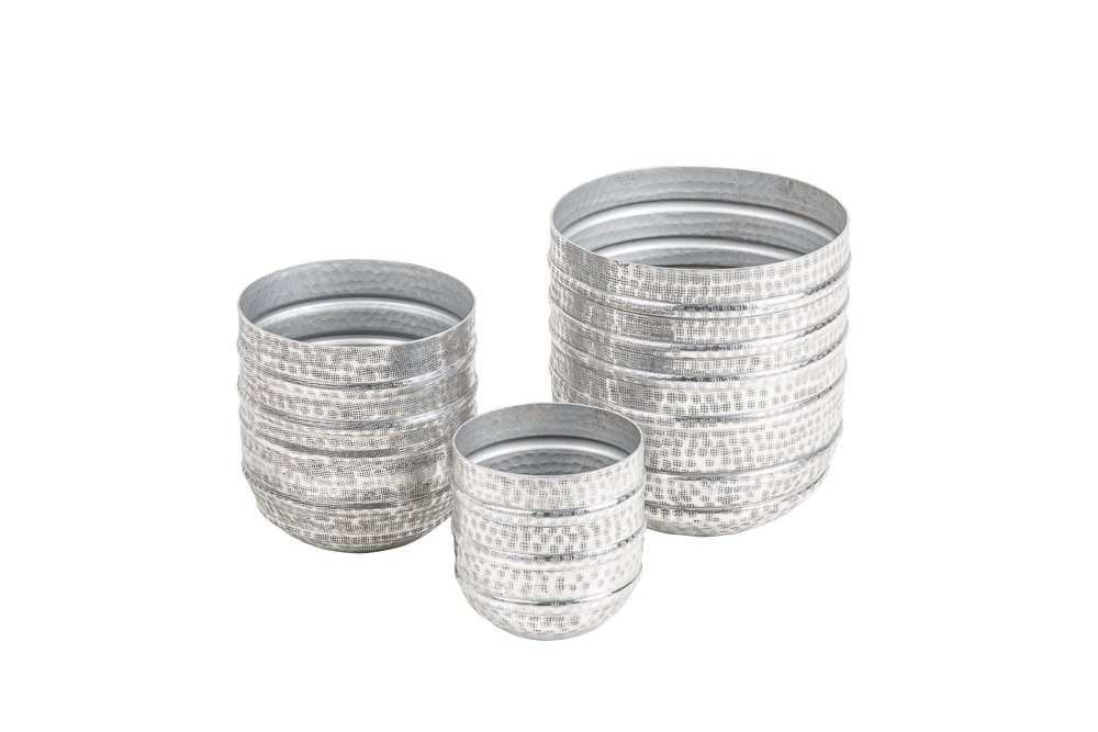 riess-ambiente Übertopf ORIENT silber (Set, 3 St), Vase · für Pflanzen · Metall · Handarbeit · Dekoration