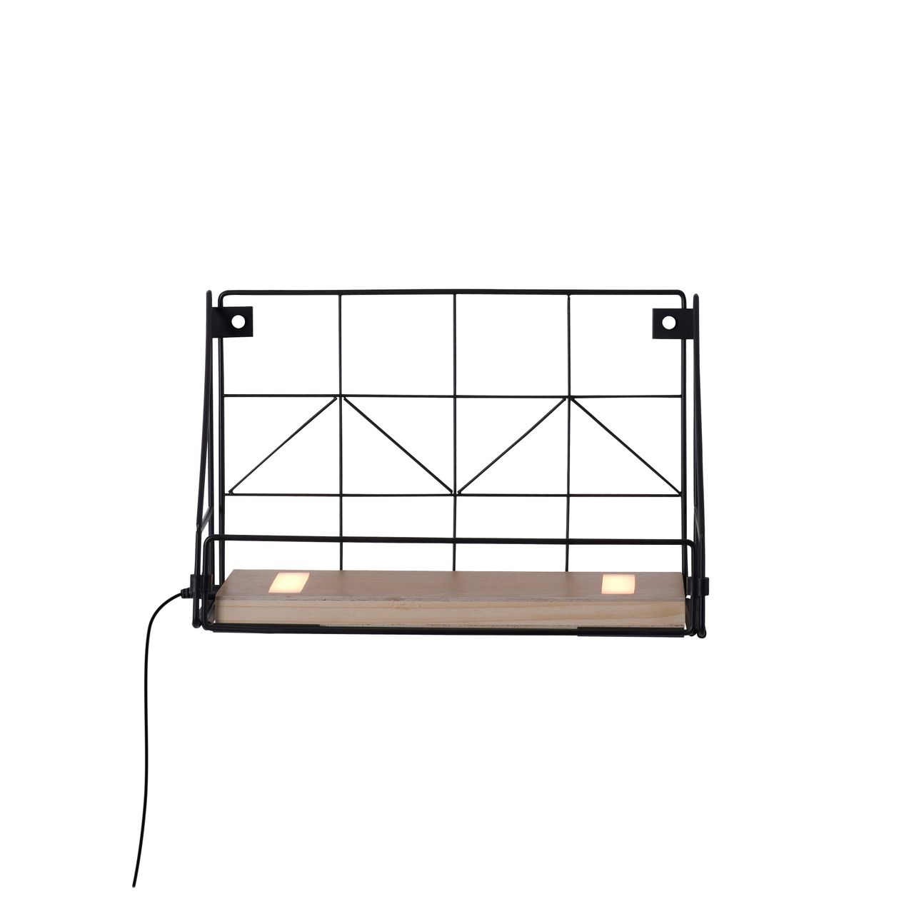 JUST LIGHT LeuchtenDirekt LED Wandleuchte BOARD, mit Ablageboden aus Echtholz, 3000 K, Schnurschalter