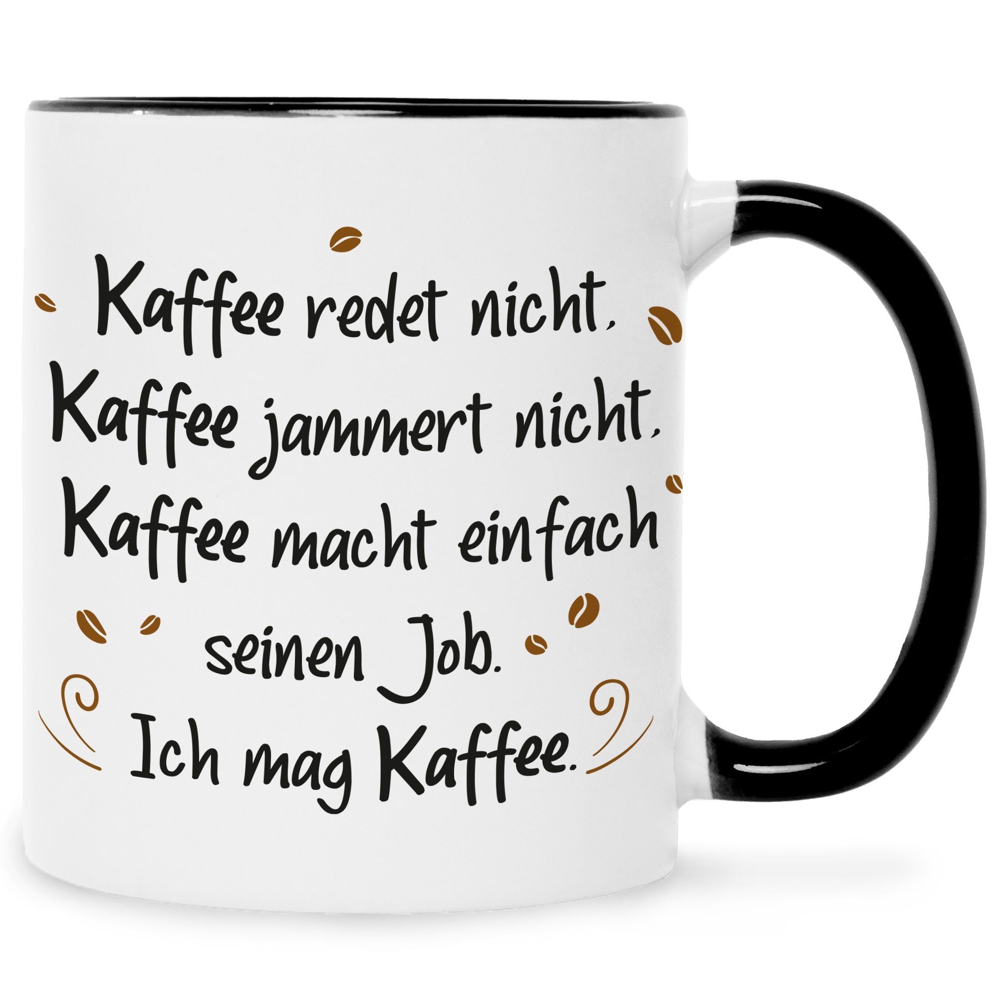 GRAVURZEILE Tasse Bedruckte Tasse mit Spruch - Kaffee redet nicht - Lustige Geschenke - Geschenk für Mama Papa Freunde Geburtstag Muttertag Vatertag Valentinstag Weihnachten - Männer & Frauen