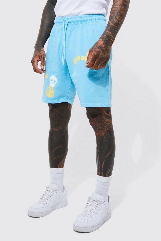 Slim-Fit Jersey-Shorts mit Totenkopf-Print