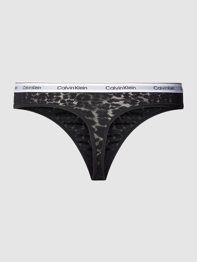 String mit Animal-Print in schwarz