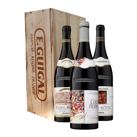 TRILOGIE GUIGAL - LA LANDONNE - LA TURQUE - LA MOULINE 2019 - CAISSE BOIS - E.GUIGAL