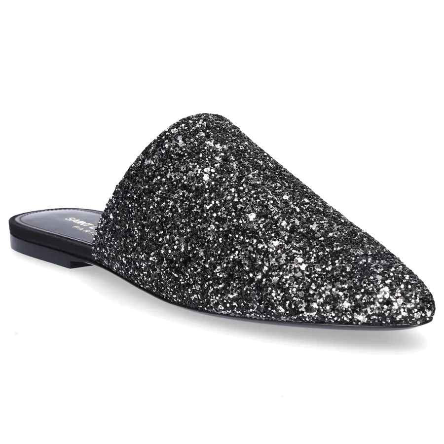 Saint Laurent - Slipper BLISS Glitter Glitzer grau - grau
