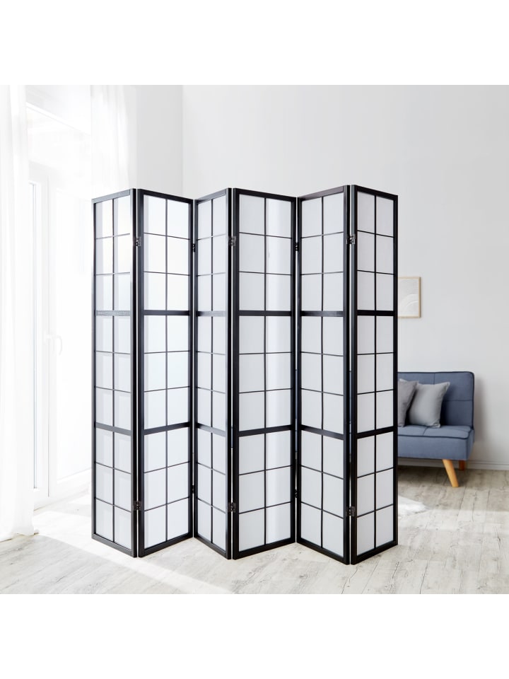 Homestyle4u 6-tlg. Paravent Shoji in Schwarz 264x175 cm günstig kaufen onesize