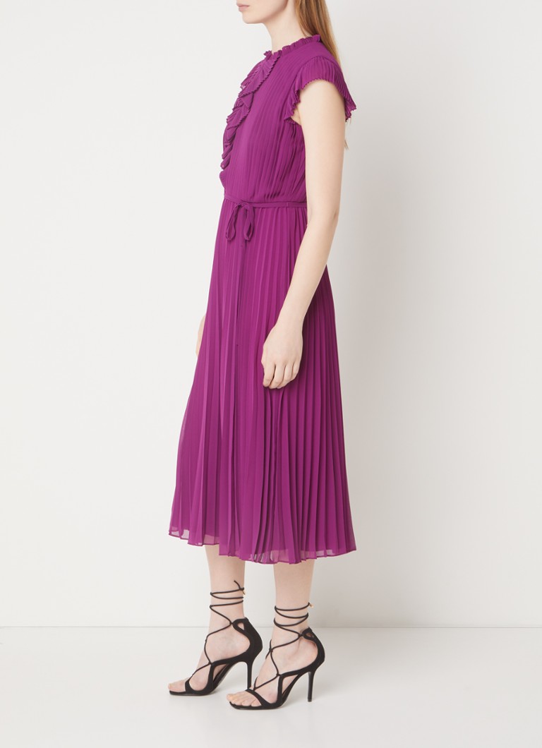 Abito midi Addison di Hobbs con volant e cintura da annodare