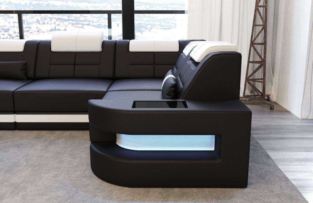 Sofa Dreams Ecksofa Leder Sofa Ledercouch Como L Form Ledersofa, Couch, mit LED, wahlweise mit Bettfunktion als Schlafsofa, Designersofa