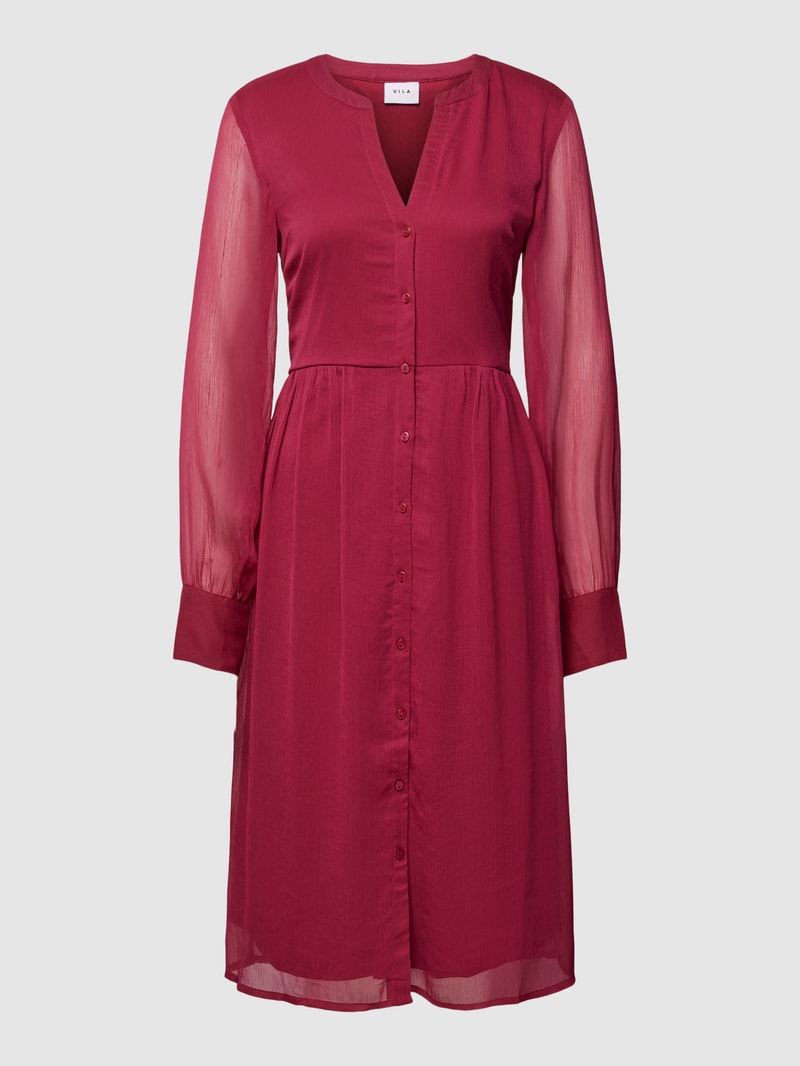 Midikleid mit Knopfleiste Modell 'FALIA' in bordeaux rot