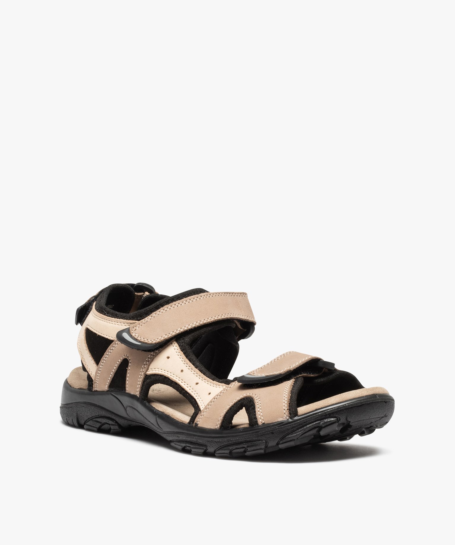 Sandales homme sport dessus cuir fermeture scratchs blanc | GEMO
