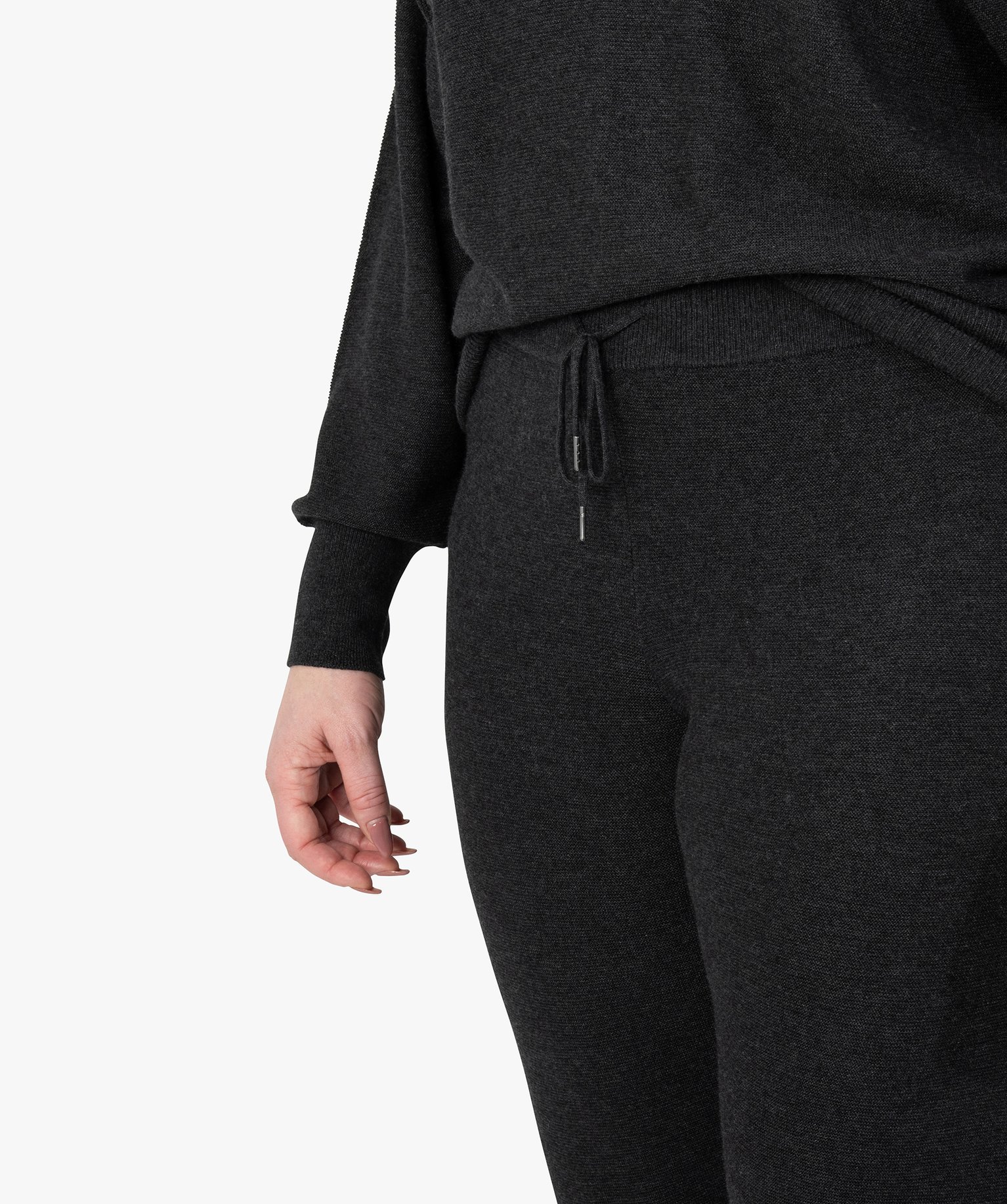 Pantalon femme grande taille en maille souple avec large cei... gris clair | GEMO