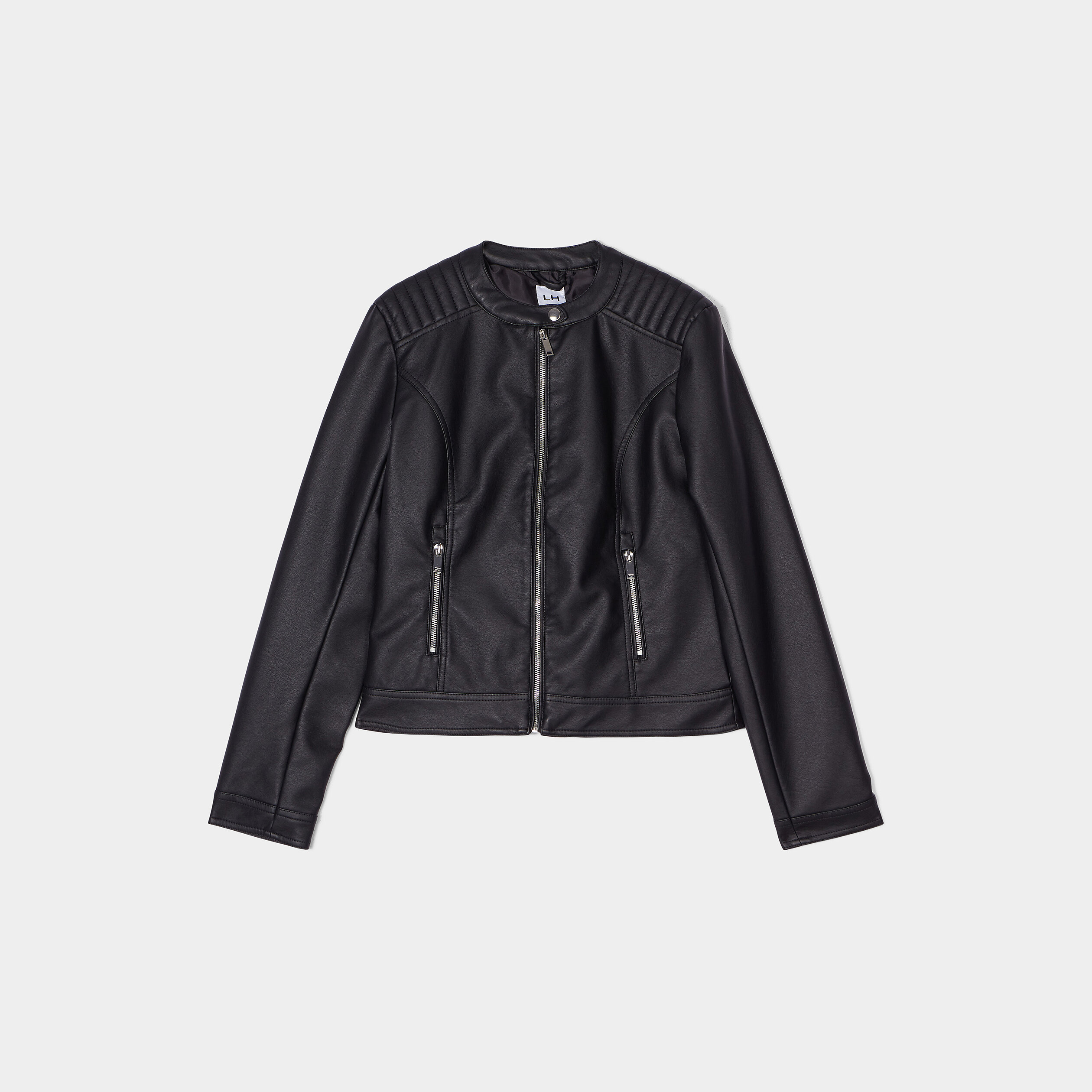 Veste biker simili cuir zippée noir femme | La Halle