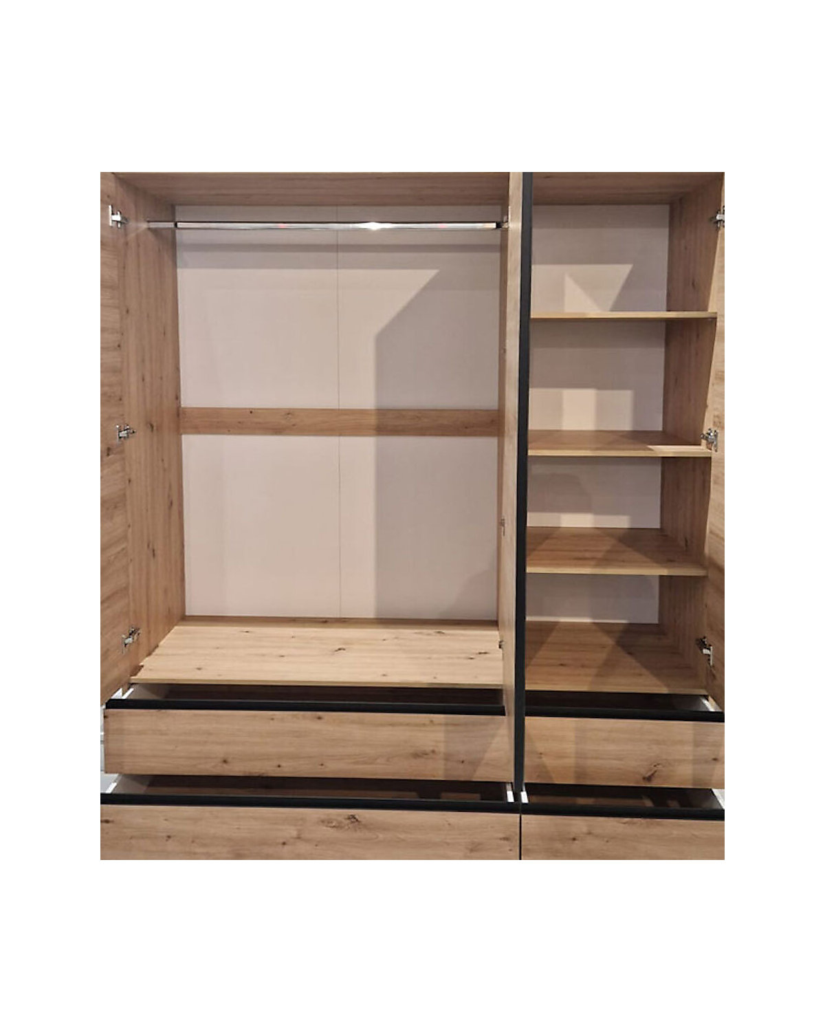 Kleiderschrank Naxos Drehtürenschrank Spiegel 165cm artisan eiche schwarz matt