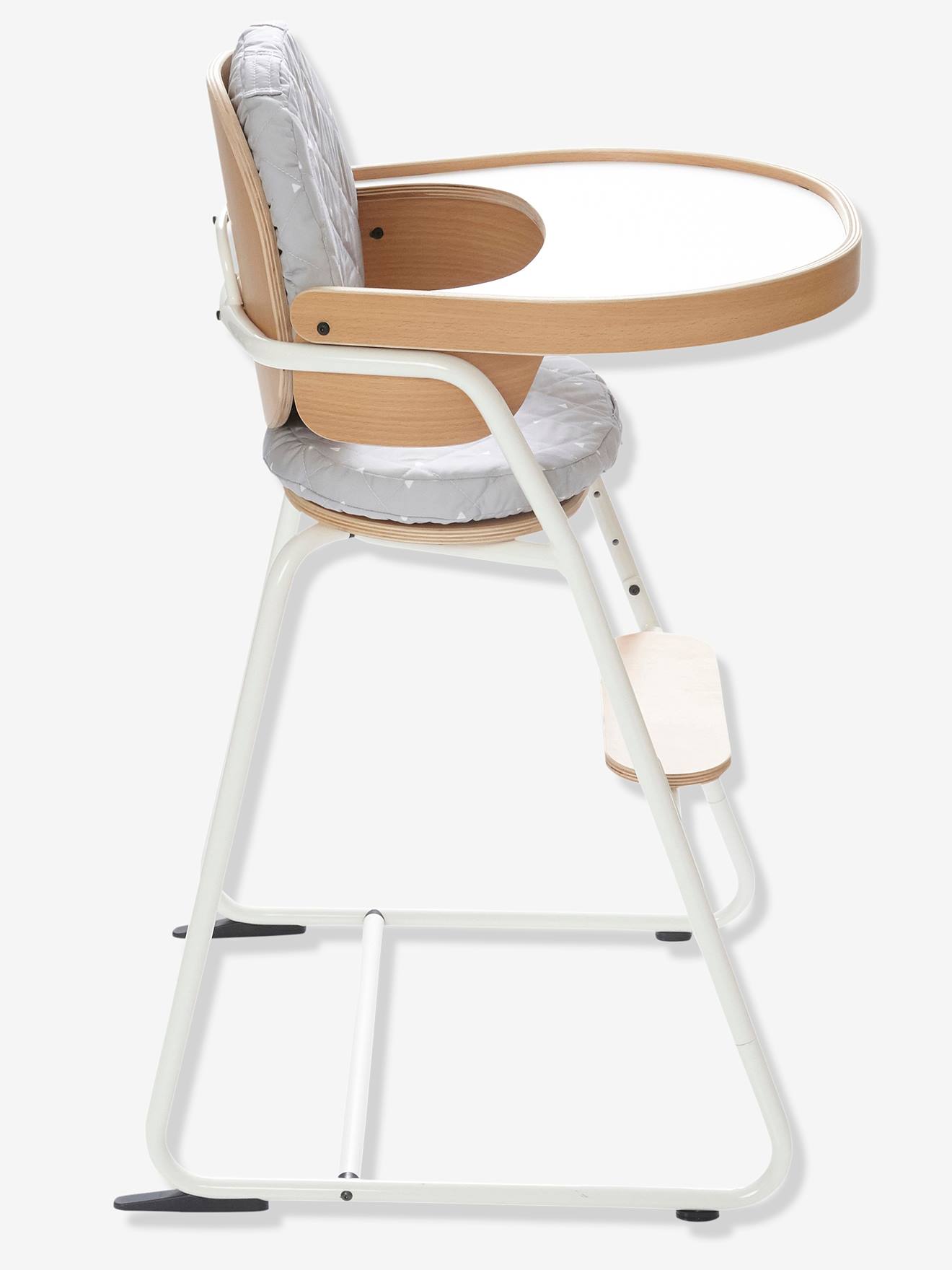 Chaise haute design Tibu CHARLIE CRANE gris/blanc/bois