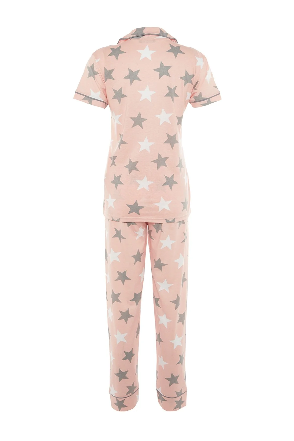 Trendyol Collection  Gestricktes Pyjama-Set aus sternenklarem Hemd und Hose aus Puderbaumwolle THMSS21PT0786