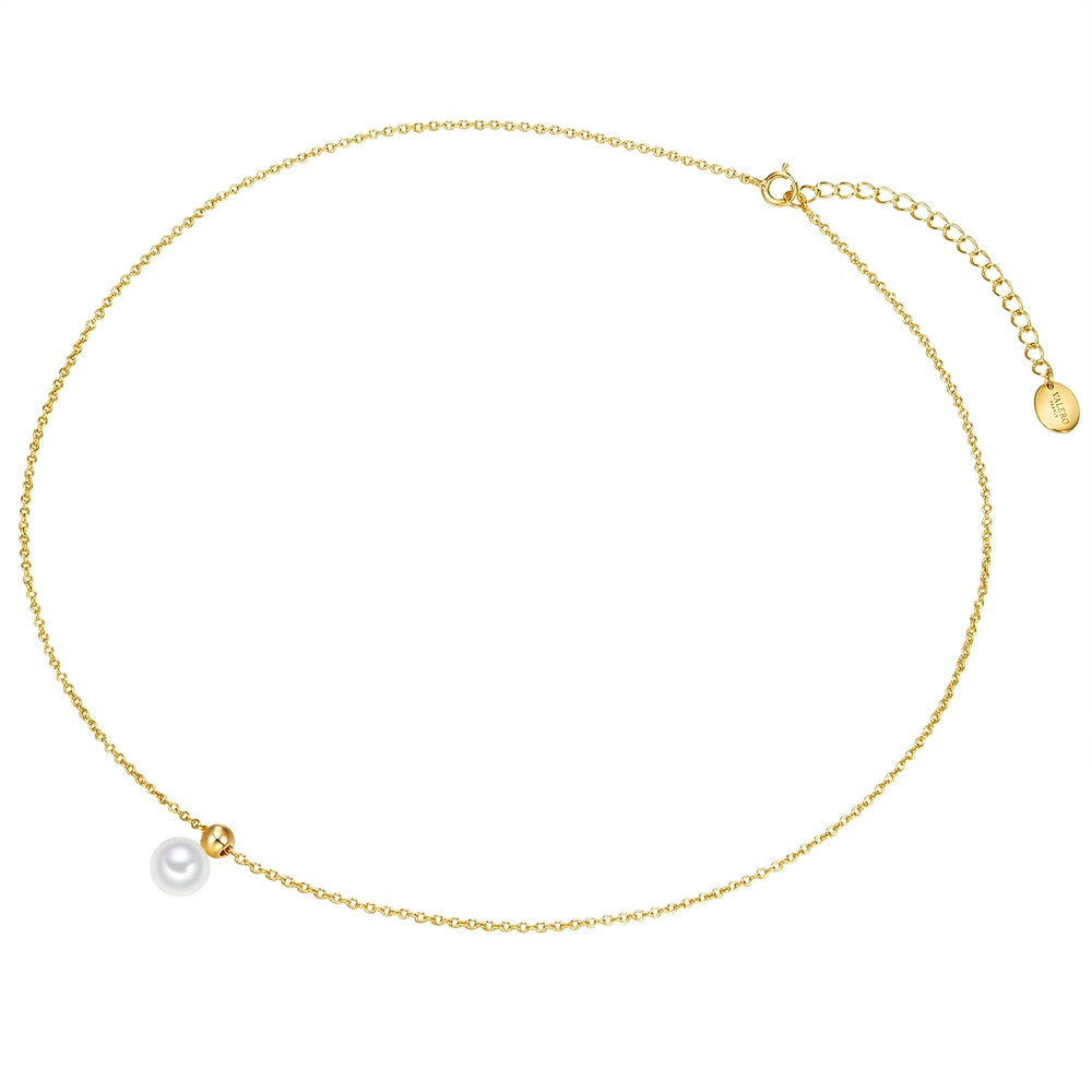 Valero Pearls Chaîne Argent sterling Perle de culture d'eau douce en Or jaune collier