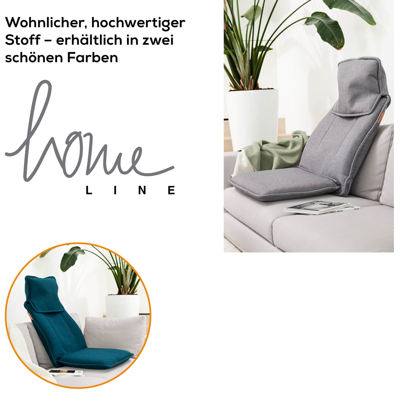 MG 330 Grey Shiatsu-Massagesitzauflage-Stylische Massagesitzauflage mit 3 Massagebereichen