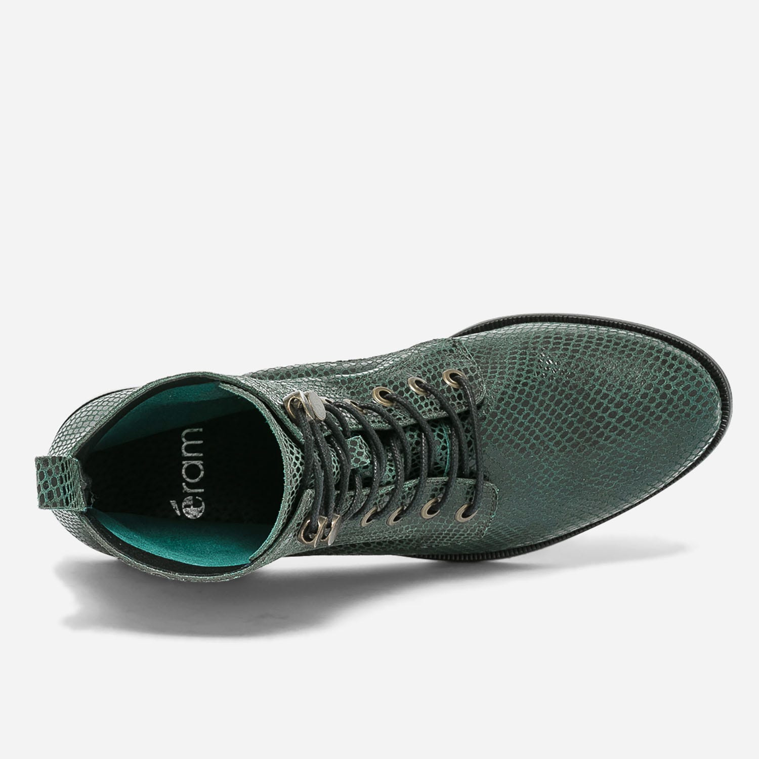 Bottine vert cuir effet python
