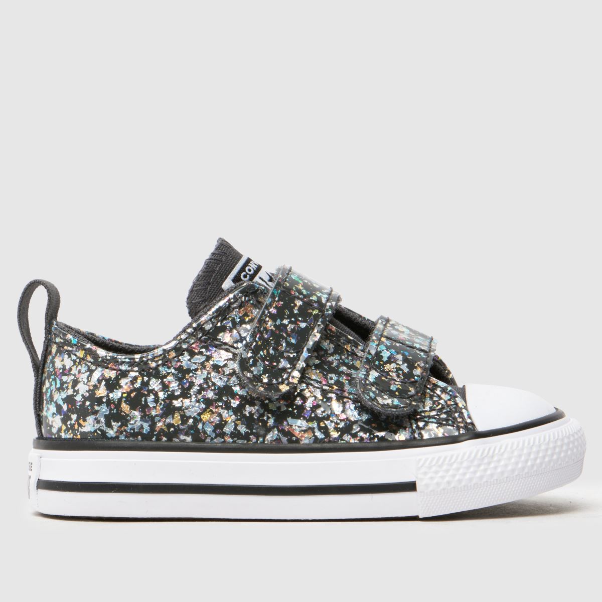 Converse svarta multifärgade All Star 2v glitter flickor småbarnssneakers