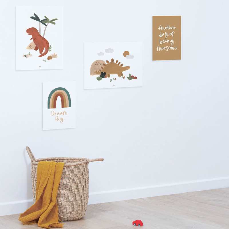 Lot de 4 Affiches non encadrée Sunny dino Lilipinso and Co