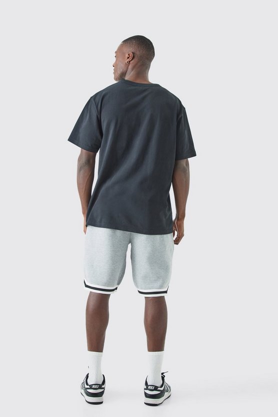 Mittellange Oversize Basketball-Shorts mit Brooklyn-Print