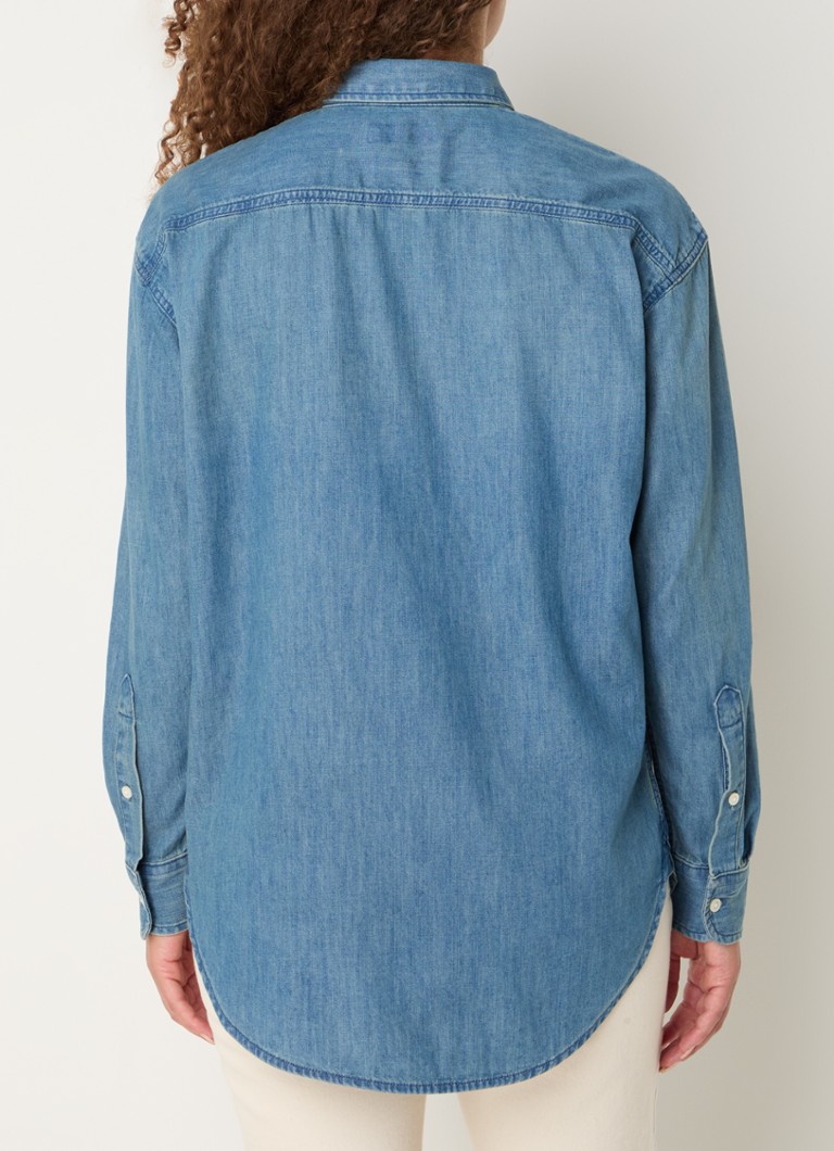 Ralph Lauren  Blouse van chambray met borstzak