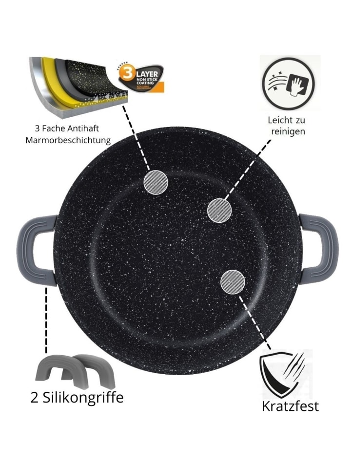 COFI 1453 Aluguss Servierpfanne Ø28cm mit Deckel in Schwarz günstig kaufen
