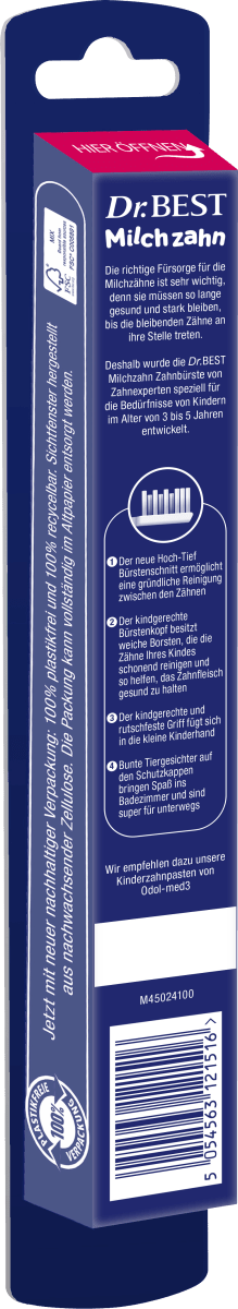 Zahnbürste Kinder Milchzahn, 3 bis 5 Jahre, 1 St