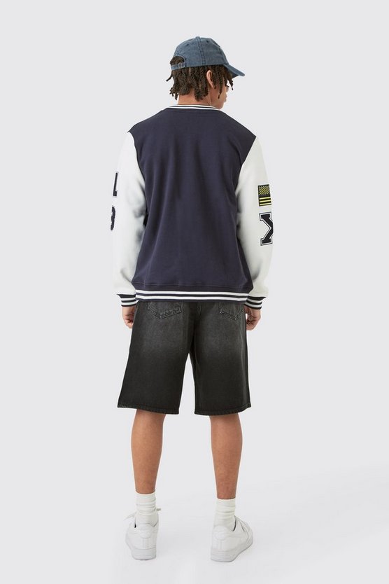 Jersey-Bomberjacke mit Aufnähern