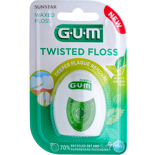 GUM TWISTED FLOSS waxed Zahnseide 50 m  1 St