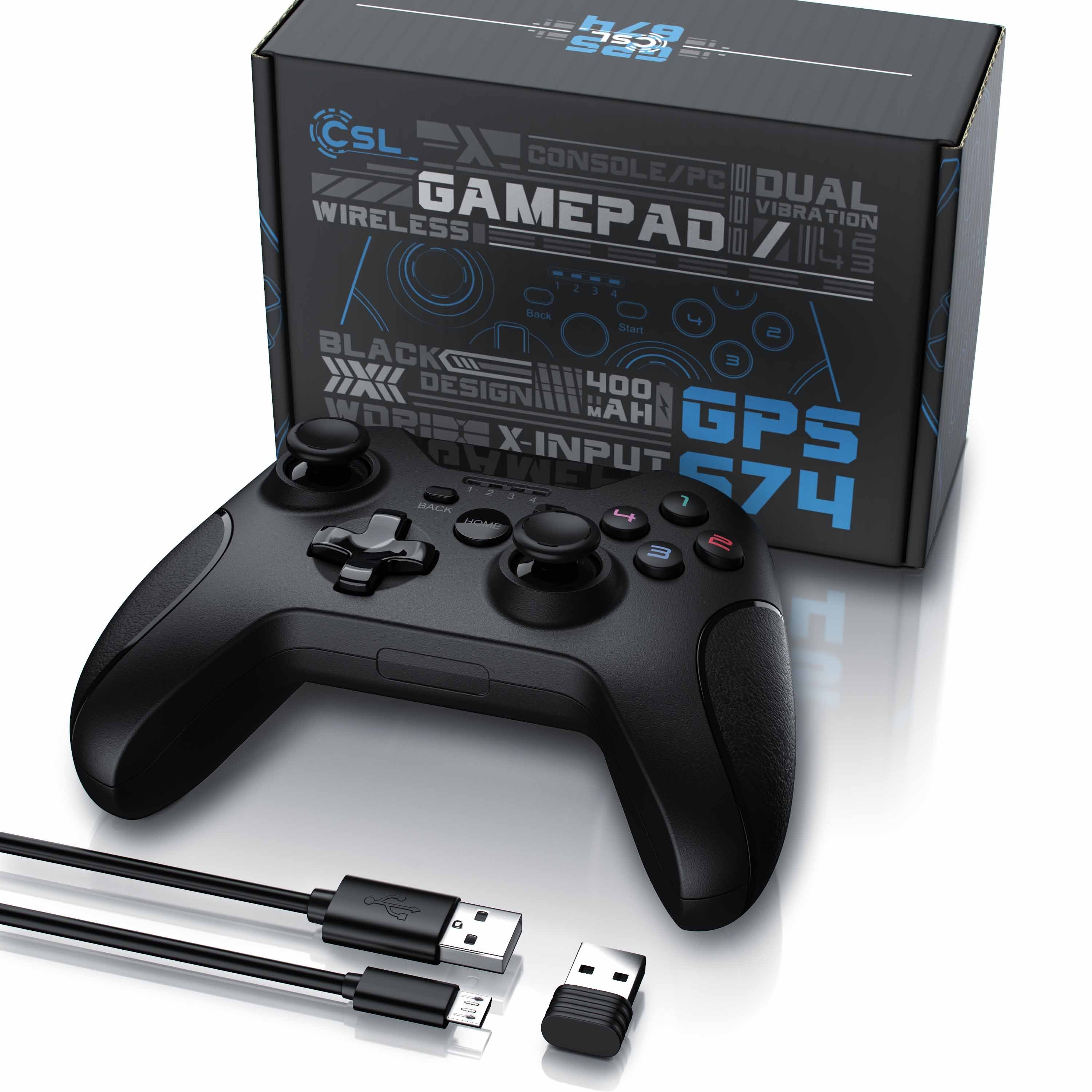 CSL Gaming-Controller (1 St., Wireless Gamepad für PC & PS3 im Xbox-Design, kabellos, 2,4 Ghz Dongle)