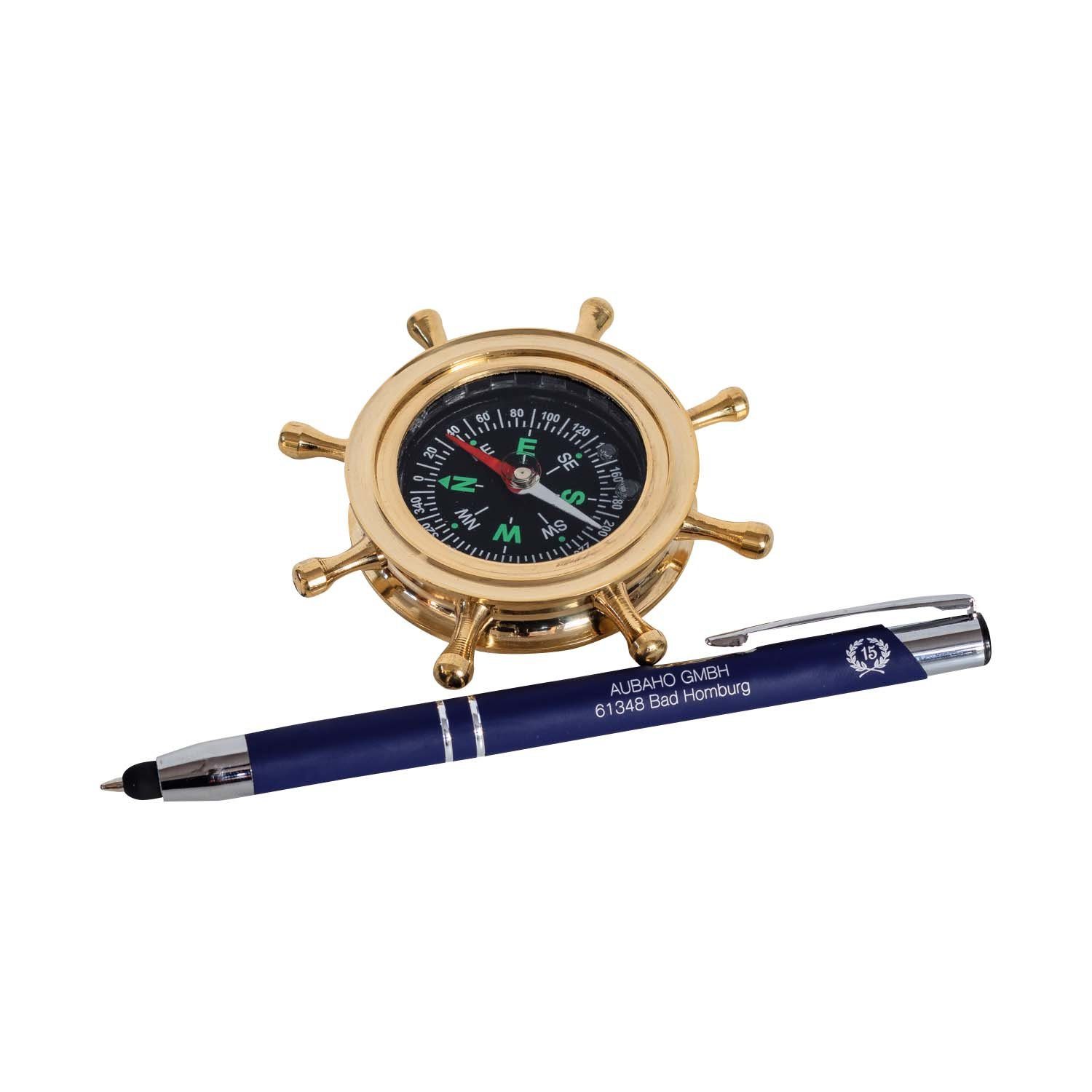 Aubaho Kompass Kompass Steuerrad Maritim Dekoration Navigation Messing Antik-Stil