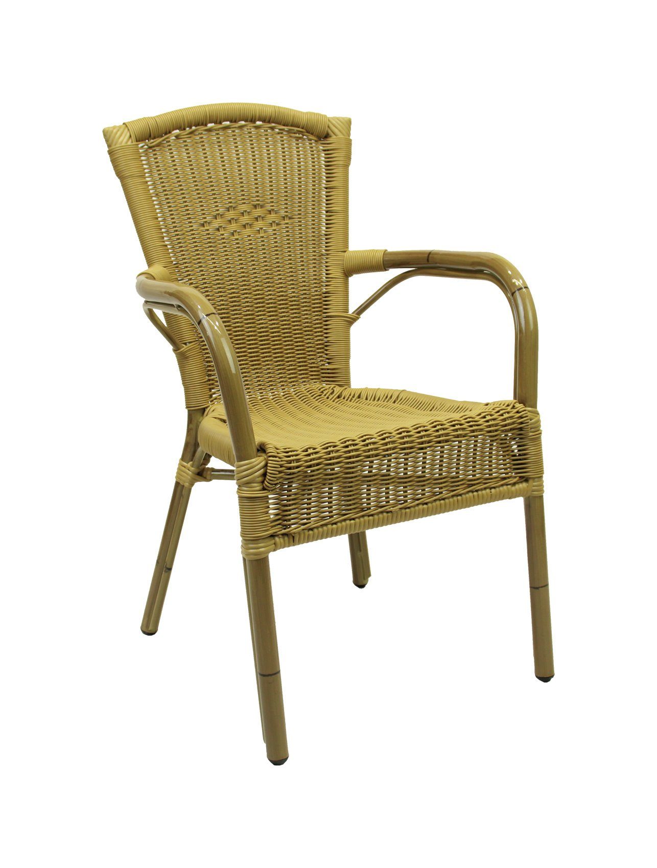 Konway Stapelstuhl COLOMBO (4 St), 4x KONWAY® COLOMBO Stapelsessel Honig Premium Polyrattan Sessel