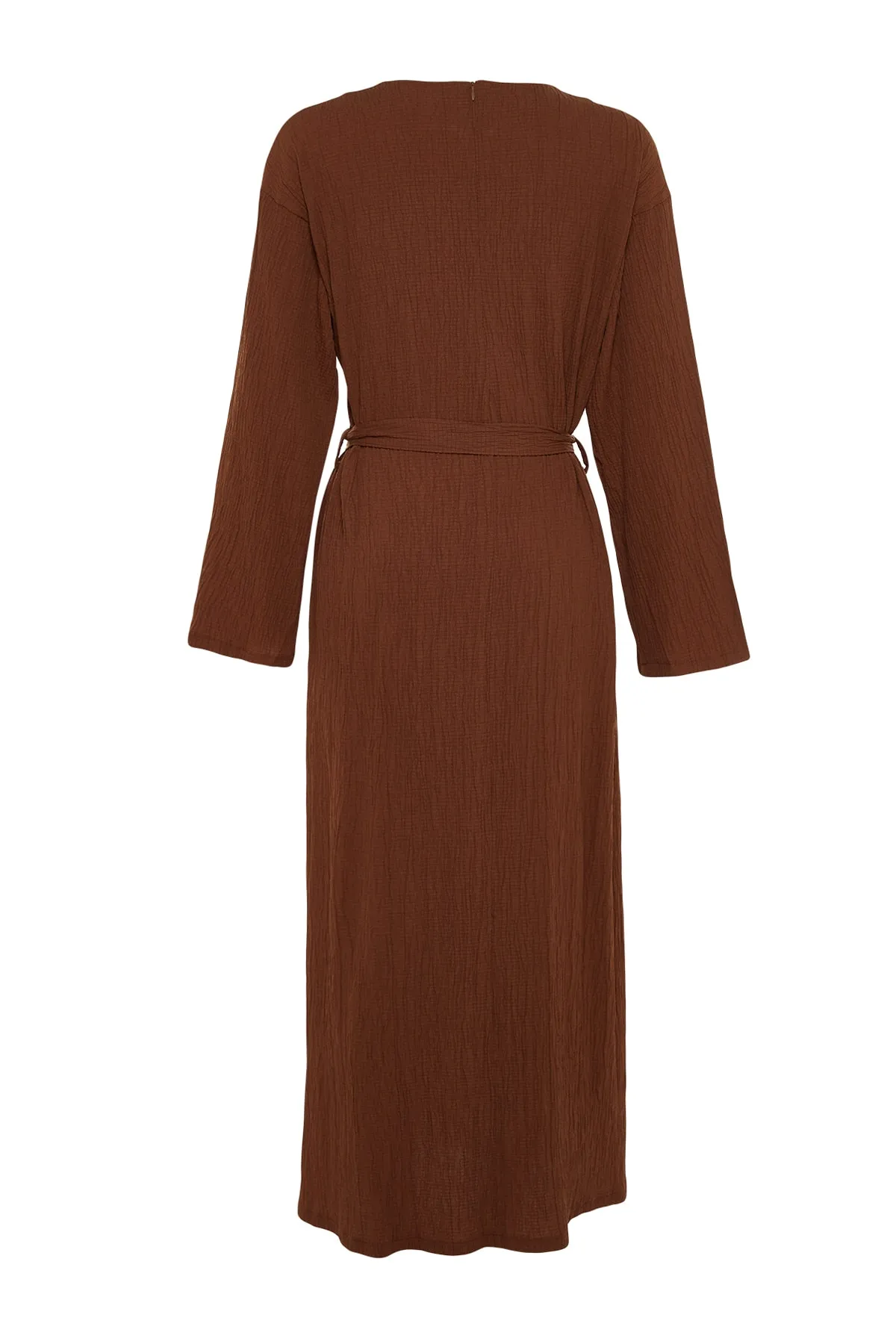 Trendyol Modest  Braunes gewebtes Kleid mit Gürtel TCTSS23EB00043