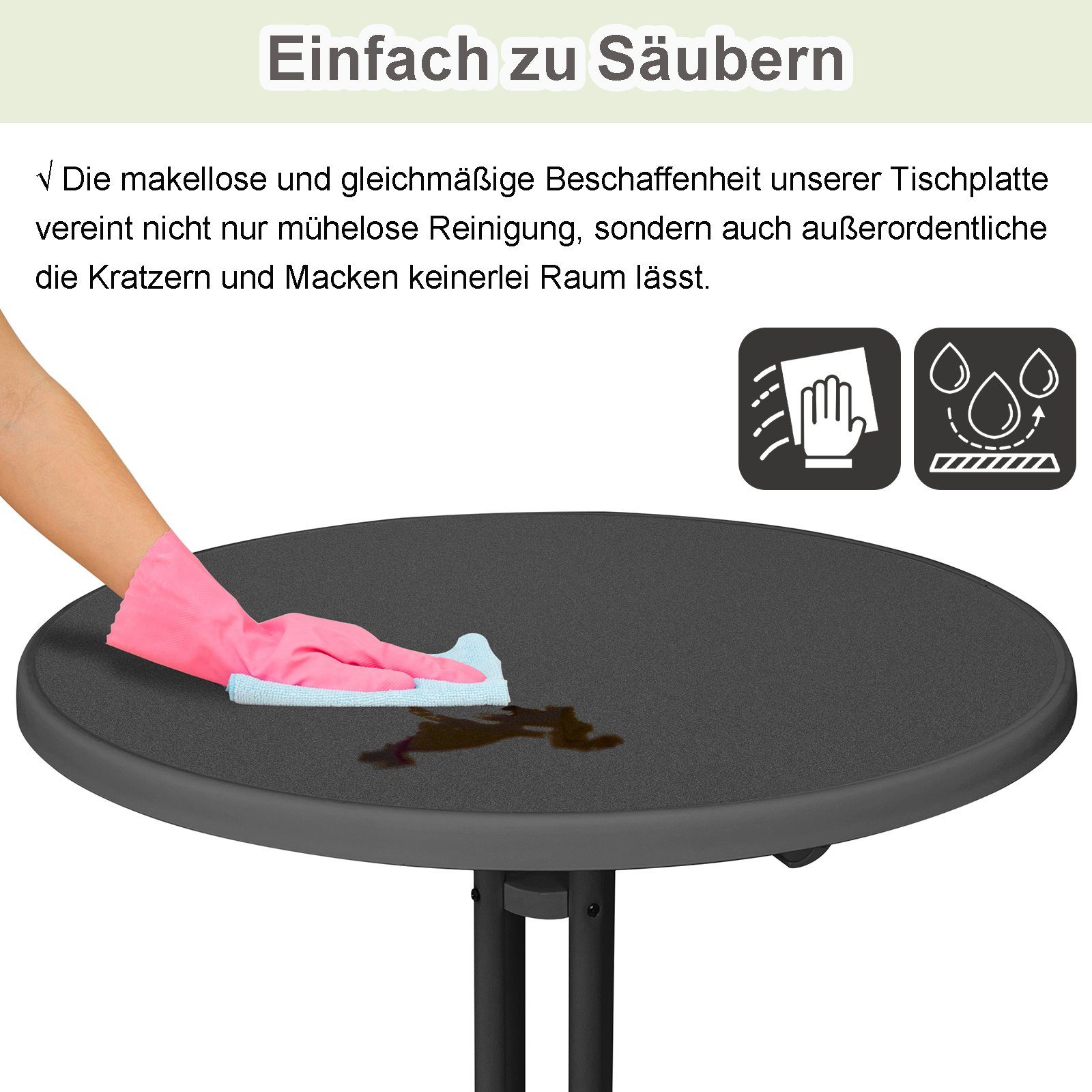 AUFUN Stehtisch Klappbarer Bistrotisch für Außen und Innen, 80cm