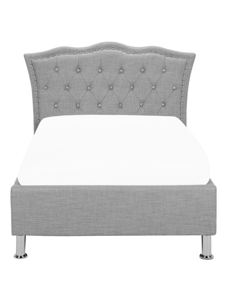 Beliani Einzelbett METZ in Grau/Silber - (W) 126 x (H) 102 x (L) 217 cm günstig kaufen onesize