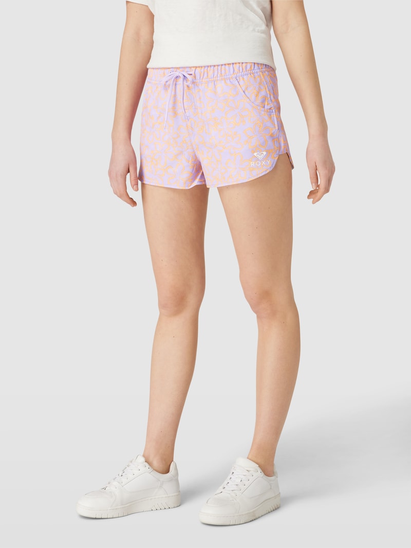 Shorts mit floralem Allover-Muster Modell 'HAWAIIAN' in flieder