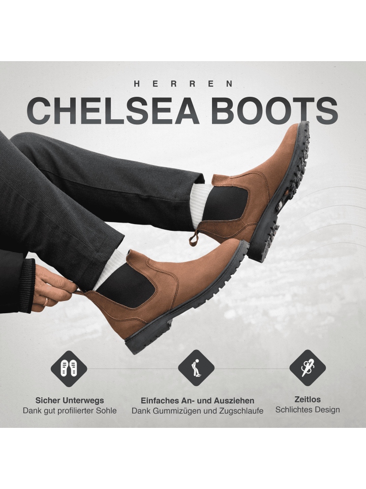 PAULGOS Herren Chelsea Boots, Stiefeletten, Schuhe in Dunkelbraun günstig kaufen