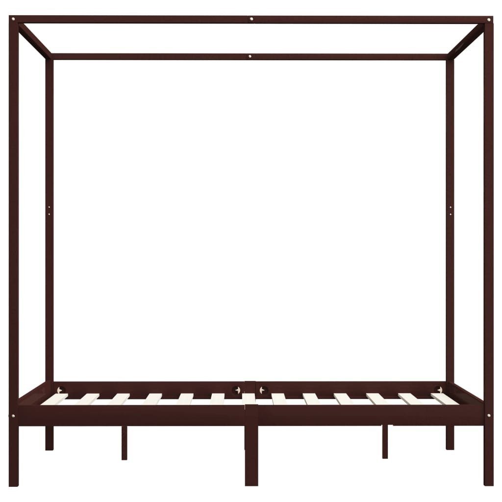 möbelando Himmelbett 299785 (LxBxH: 204x144x200 cm), aus Kiefer in Dunkelbraun