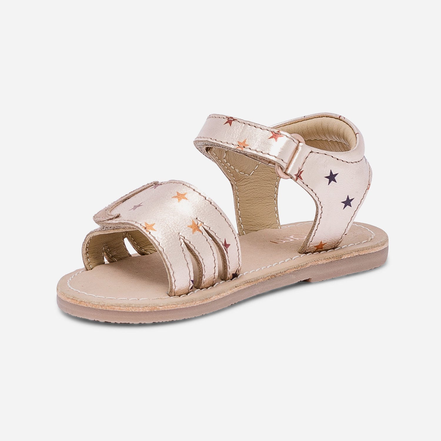 Sandale rose cuivré à étoiles à scratchs