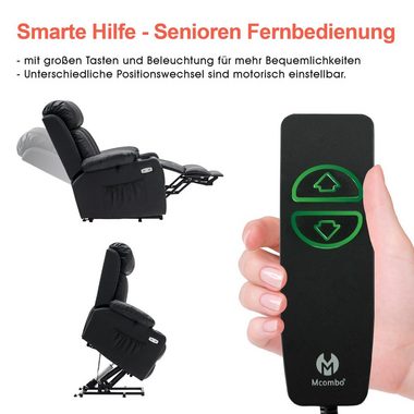 MCombo Relaxsessel MCombo elektrische Aufstehhilfe Fernsehsessel Relaxsessel 7190, motorisch verstellbar, Leder, Schwarz, 100 x 86 x 112 cm