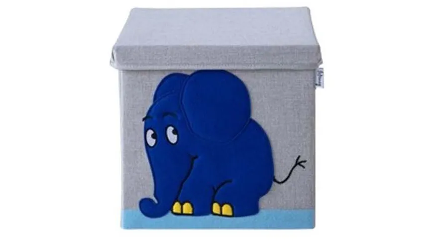 Lifeney Aufbewahrungsbox mit Deckel Elefant 30x30x30cm blau, grau