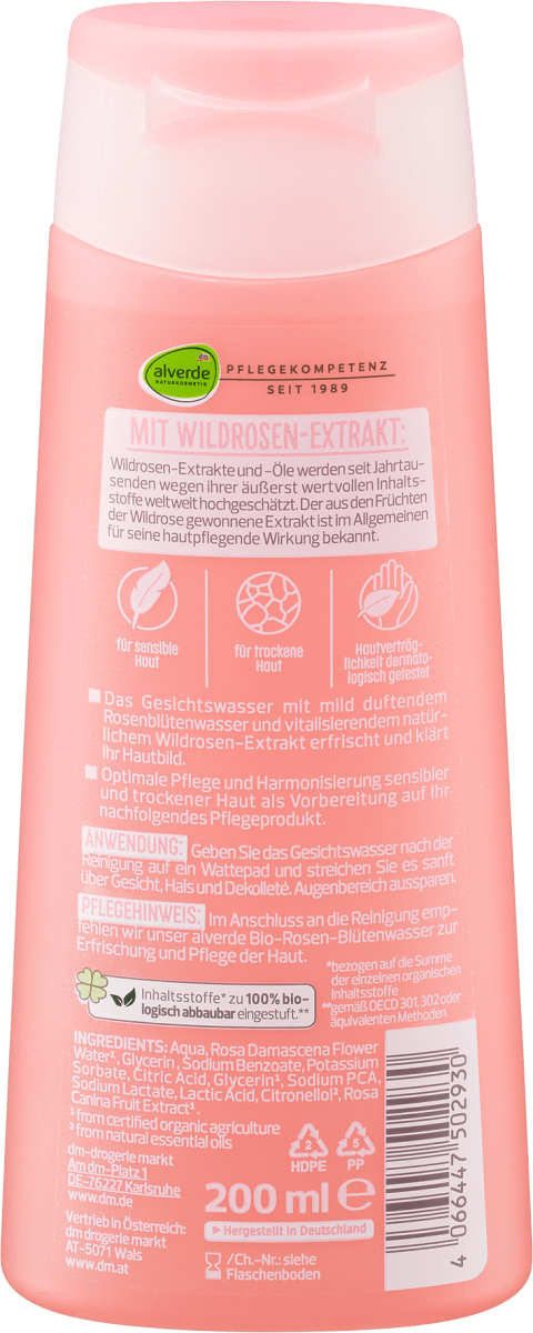 alverde Wildrose Gesichtswasser, 200 ml